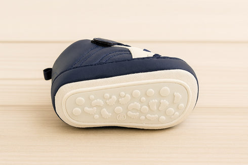 Navy Blue & White Baby Sneaker with Velcro Strap